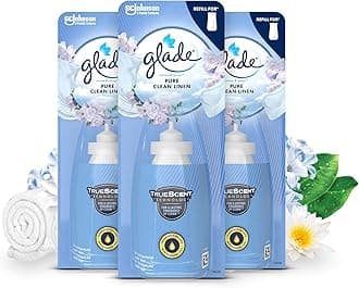 Glade Sense & Spray Air Freshener Refill, Motion Activated Automatic Room Spray and Odour Eliminator for Home, Clean Linen, 3 Refills (3 x 18ml)