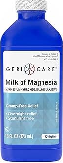 Milk of Magnesia, Magnesium Hydroxide 1200mg| Fast Overnight Constipation Relief| Cramp-Free Saline Laxative & Stool Softener| Antacid for Heartburn & Indigestion| Original Flavor| 16 Fl Oz