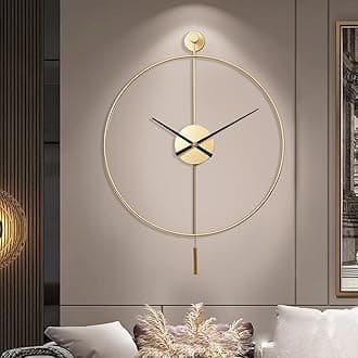 Classical Large Decorative Wall Clock with Pendulum, Modern Non-Ticking Silent Metal Wall Clocks for Living Room, Bedroom, Study, Office, 20 inch