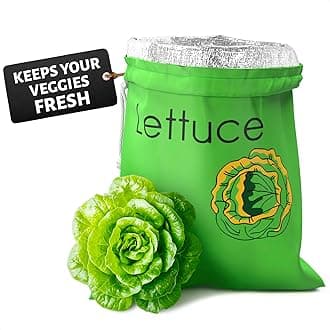 Lettuce Keeper for Refrigerator – 3-Layer Reusable Produce Storage Bags with Foil Lining and Drawstring | Breathable, Washable, Sturdy & Easy to Use | Great for Lettuce, Leafy Greens, Fruits & Veggies