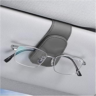 AICEL Sunglasses Holders for Car Sun Visor, Leather Eyeglasses Hanger Mounter, Magnetic Glasses Holder and Ticket Card Clip, Auto Interior Accessories Universal for SUV Pickup Truck