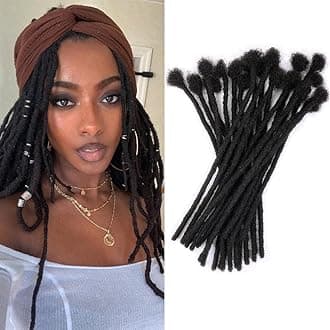 100% Human Hair Dreadlock Extensions for Men/Women, 0.6cm Thickness 16 Inch 100 Strands Full Handmade Can be Dyed and Bleached Permanent Loc Extensions Human Hair Natural Black