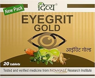Divya Eyegrit Gold 20, Tablets Ayurvedic Supplement for Eye Health Vision Support and Eye Care (Pack of 1)
