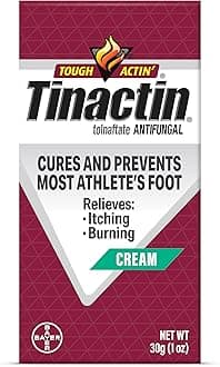 Tinactin Antifungal Cream, Athlete’s Foot Treatment, Tolnaftate 1%, Proven Clinically Effective on Most Athlete’s Foot and Ringworm, 1 Ounce, 30 Grams, Tube