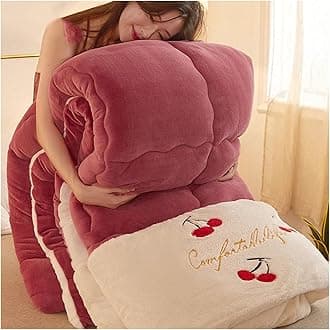 Cozy Thicker Warmth Quilt Comforter, Soft Super Thick Winter Warm Blanket Artificial Lamb Cashmere Weighted Blankets for Beds,Dousha a,200 * 230cm 5kg [Energy Class A]
