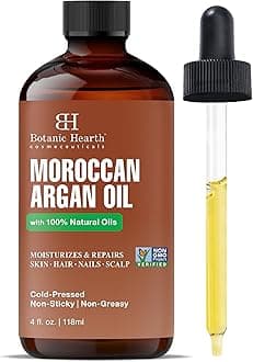 Botanic Hearth Moroccon Argan Hair Oil | 118 ML | for Adult Hydration, Nourishing, Strengthening, Curly, Frizzy, Dry, Damaged Hair, Non-GMO Verified