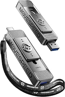 MOVE SPEED 1TB USB Drives, ThumbDrive with Dual Ports & Push-Pull Design — 560MB/s Read Speed, Type C + USB 3.2 Drive Portable ssd for iPhone 15/16/17/Android/Mac