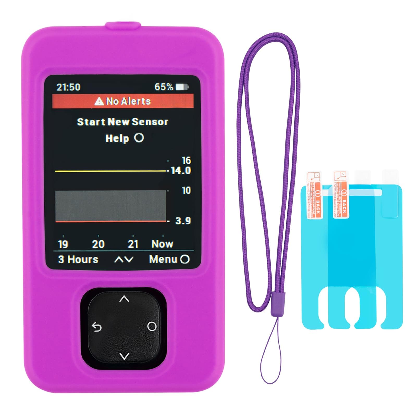 Dexcom G7 Receiver Case with Neck Lanyard and 2PCS Screen Protector (Purple)
