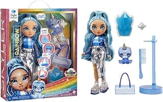 Skyler (Blue) with Slime Kit & Pet - Blue 11” Shimmer Doll with DIY Sparkle Slime, Magical Yeti Pet and Fashion Accessories, Kids Gift 4-12 Years