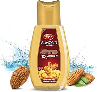 Dabur Almond Hair Oil with Almonds , Soya Protein and Vitamin E for Non Sticky , Damage free Hair - 200ml
