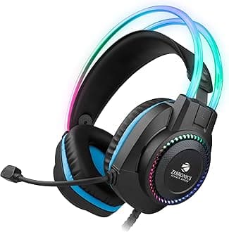Zeb- Jet PRO Gaming Headphone with Flexible Mic, Powerful bass, Headband and Ear Cups with LED Lights, Extra Soft Ear Cushion for Comfort (Black + Blue)