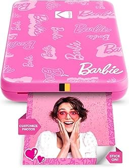 KODAK Barbie x Step Slim Wireless Instant Portable Photo Printer - Full Colour Prints in Zinc 2 x 3 Inch Sticker Back Photos from iOS and Android Devices via Bluetooth in the App - Signature Style