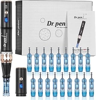 Dr.Pen A8S, Professional Micro Needling Pen with 18 Pcs 12Pin 36Pin Replacement Needle Cartridges Dermapen, Wireless or Wired Mode 2 Mudules Derma Pen, 6 Speed Levels and 0-2.5 mm Depth Adjustable