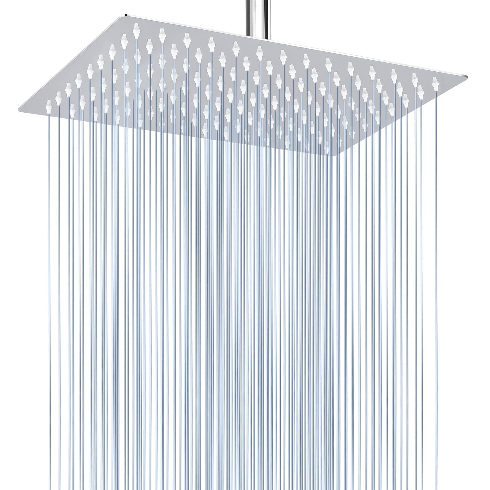 Rain Shower Head - High Flow Large Rainfall Shower Heads Made of Stainless Steel - Waterfall Bathroom Square Showerhead - Ceiling or Wall Mount (12 * 8 Inch Rectangle, Chrome)