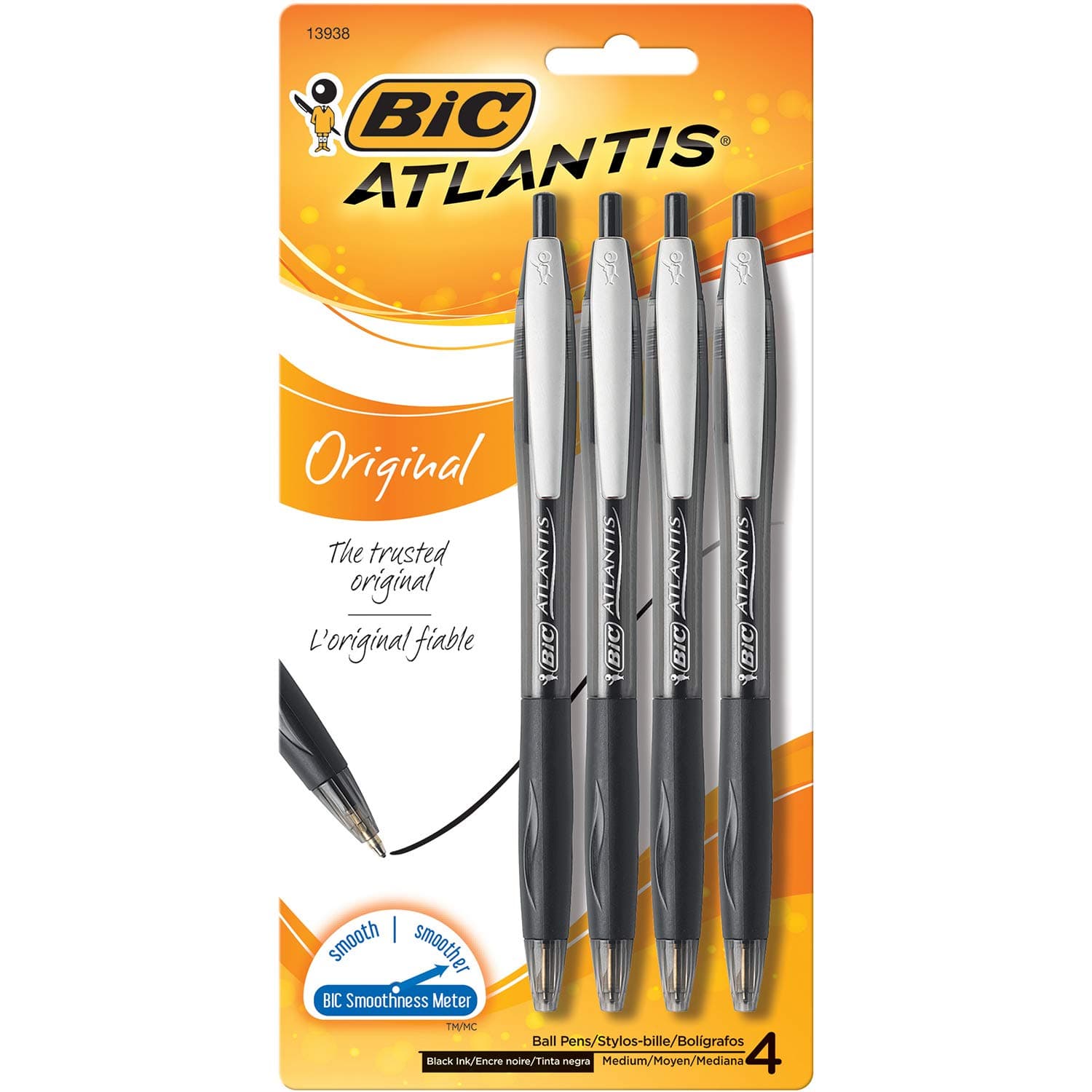 Glide Black Retractable Ballpoint Pens, Medium Point (1.0mm), 4-Count Pack, Ultra Smooth Writing Black Pens