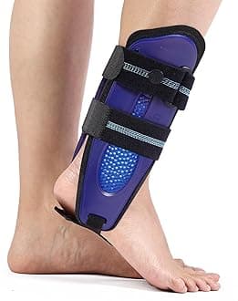 Velpeau Ankle Stabilizer Brace for Sprain, Ligament Injury (Grade 1 to 2), Tendonitis, Adjustable Stirrup Ankle Support Splint for Women and Men,Reversible Left & Right Foots,One Size(Foam Pads, Blue)
