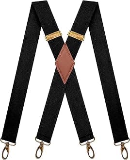 Vintage Suspenders for Men Heavy Duty 4 Snap Hooks for Belt Loops Adjustable X Back