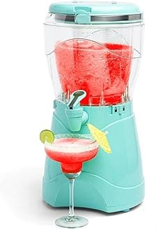 Nostalgia Frozen Drink Maker and Margarita Machine for Home - 128-Ounce Slushy Maker with Stainless Steel Flow Spout - Easy to Clean and Double Insulated - Aqua