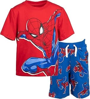 Marvel Avengers Spider-Man Little Boys T-Shirt French Terry Shorts Blue / Red 6
