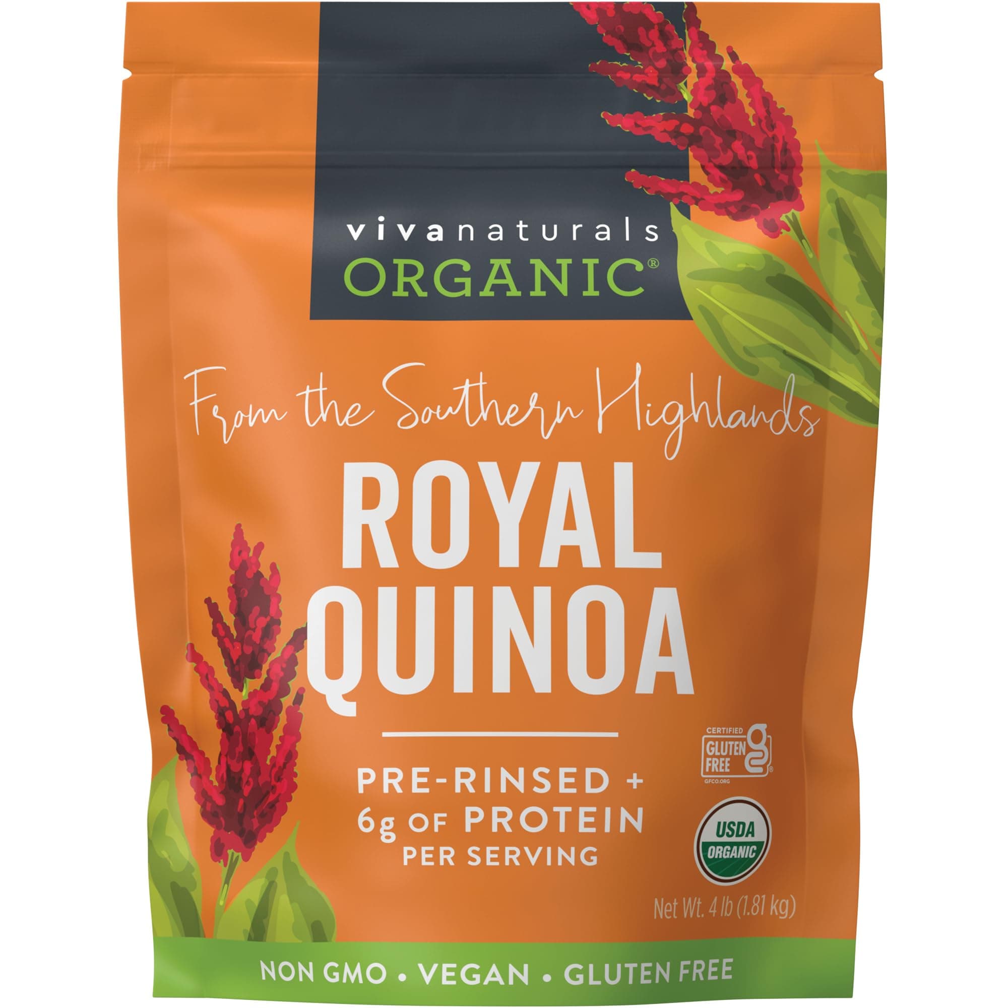 Viva Naturals Organic Quinoa, 4 lb - Plant Based Protein, Fiber and Iron - Pr...