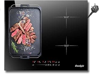 – Induction Hob 60CM Cooksir, Plug in Induction Hob 4 Zone with Flexible Zone, 220V Hob Induction 4 Burner 2800W, Electric Hob with 9 Power Level, 99 Mins Timer, Boost, Safety Lock, Keep Warm