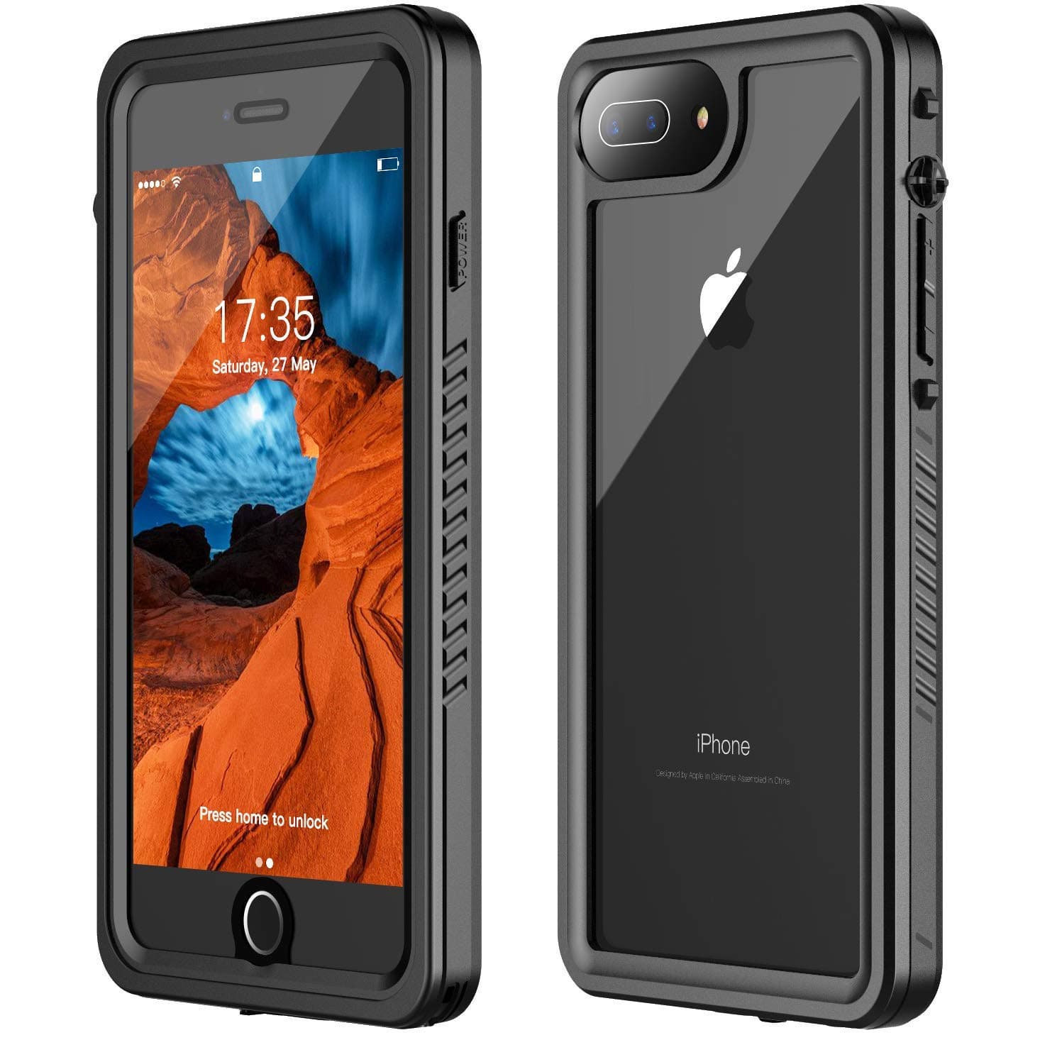 GOLDJU iPhone 7 Plus Waterproof Case,iPhone 8 Plus Waterproof Case 2019 Full Body Protective IP68 Underwater Shockproof Dirtproof Sandproof Waterproof Case for iPhone 7 Plus/iPhone 8 Plus(5.5')