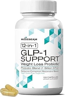 musebeam GLP-1 Support Probiotic Weight Loss Supplement - Women Men GLP1 Support with Berberine - Appetite Suppressant Hunger Control Metabolism Fat Burn & Gut Health Support