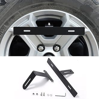 Hoolcar Spare Tire License Plate Relocation Bracket Holder for 2007-2021 Jeep Wrangler JK JKU JL JLU, Black