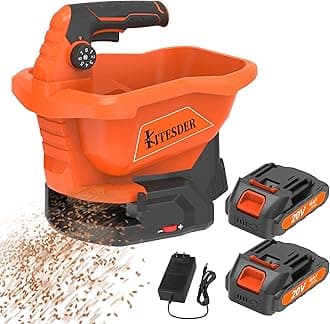 Battery Powered Seed Spreader, Fertilizer Spreader, Lightweight, Spreaders for Lawns, Broadcast Spreader, 8 Seed Settings & 6 Speed Levels, Spreader for Grass Seed, Fertilizer & Ice Melt