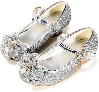 BFOEL Girls Dress Shoes Adorable Sparkle Mary Jane Flats for Wedding Party