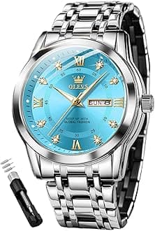 Mens Diamond Watch Luxury Business Dress Wrist Watches Quartz Stainless Steel Waterproof Luminous Day Date