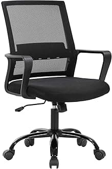 BestOffice Ergonomic Cheap Desk Chair Swivel Rolling Computer Chair Executive Lumbar Support Task Mesh Chair Adjustable Stool for Women Men,Black