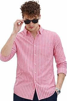 Men's Casual Printed Striped Stylish Latest Formal Shirt for Men