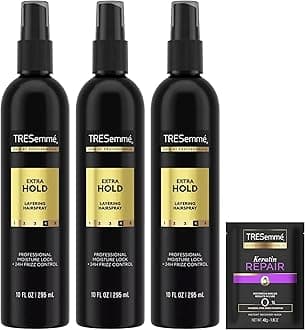 TRESemmé Extra Hold Hairspray, Non-Aerosol 3-Pack, 24H Hold & Frizz Control + Keratin Repair Hair Mask