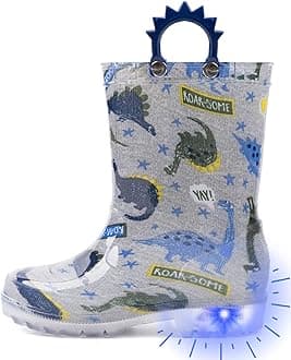 OuteeToddler Kids Adorable Lightwight Waterproof Rain Boots Light Up by Steps