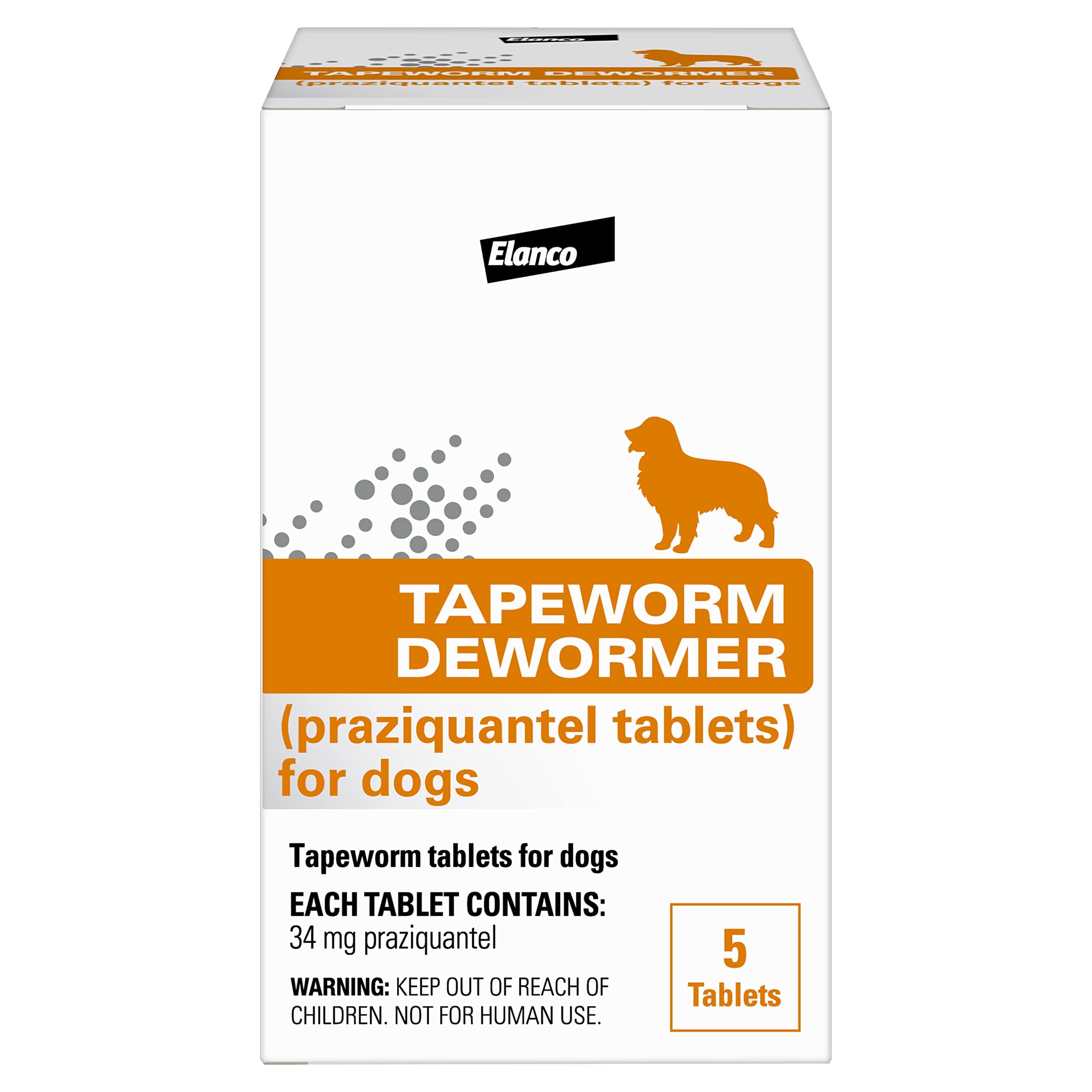 Elanco Tapeworm Dewormer (praziquantel tablets) for Dogs, 5 Count (Pack of 1) Praziquantel Tablets for Dogs and Puppies 4 Weeks and Older