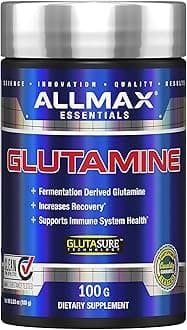 ALLMAX L Glutamine Powder 100g, Fermented L-Glutamine Powder Pure, Unflavored Glutamine Supplement for Gut Health, Recovery & Immune Support, Vegan, Gluten Free