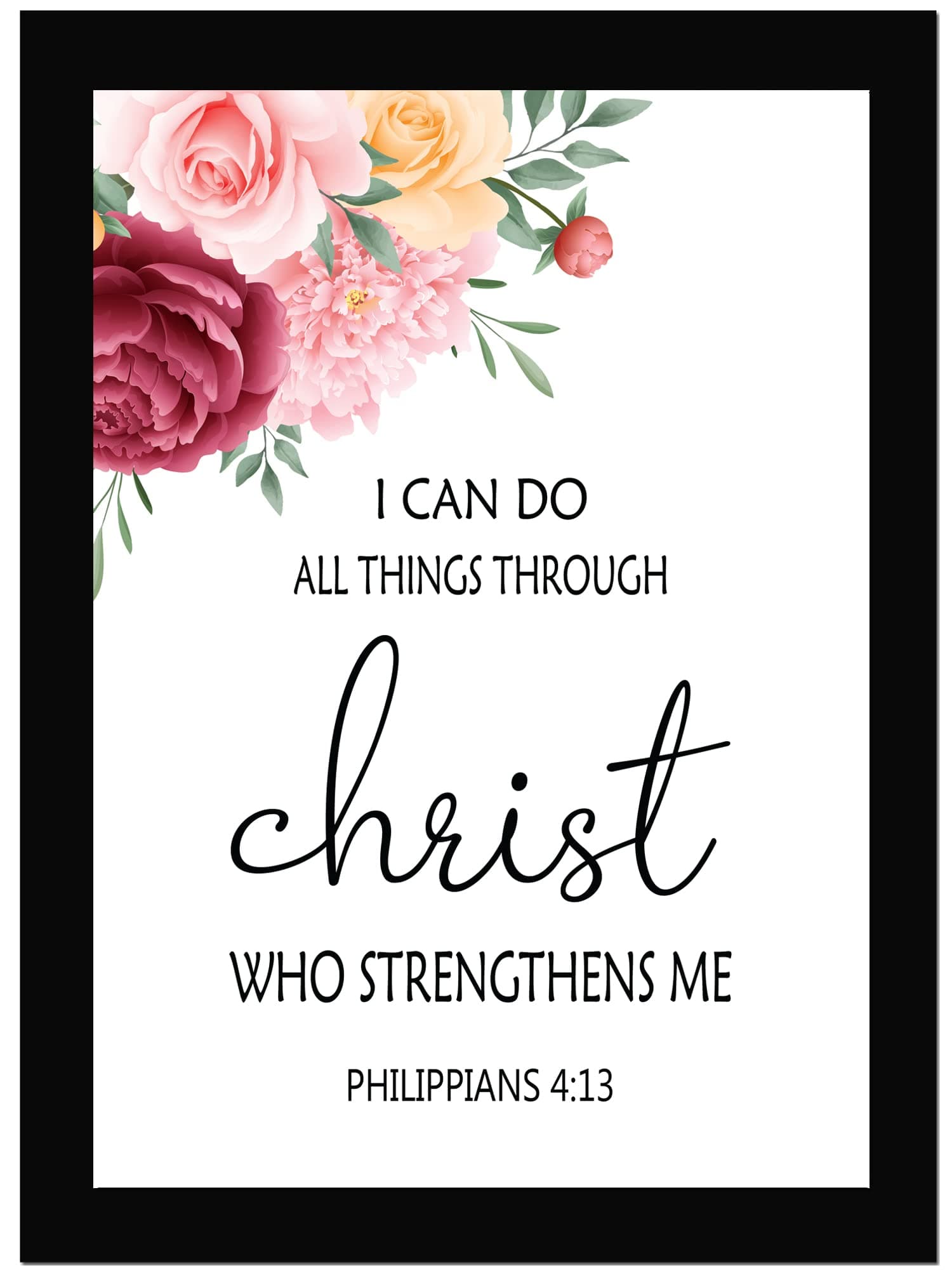 AR Creative I Can Do All Things - Bible Verse Wall Photo Framed Wall Poster, Bible Quotes Print with Frame, Home, Office Decor, Bible Quotes Poster (13.6 inch x 10.2 inch)