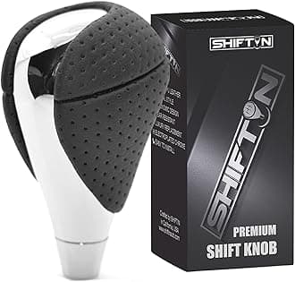 Perforated Leather Chrome Gear Shift Knob Stick Shifter for Lexus ES300h ES350 GS300 GS350 GS430 GS450h GS460 is-F IS250 IS300 IS350 LS460 LS600h RX350 RX450h (Punched Black Leather/Chro