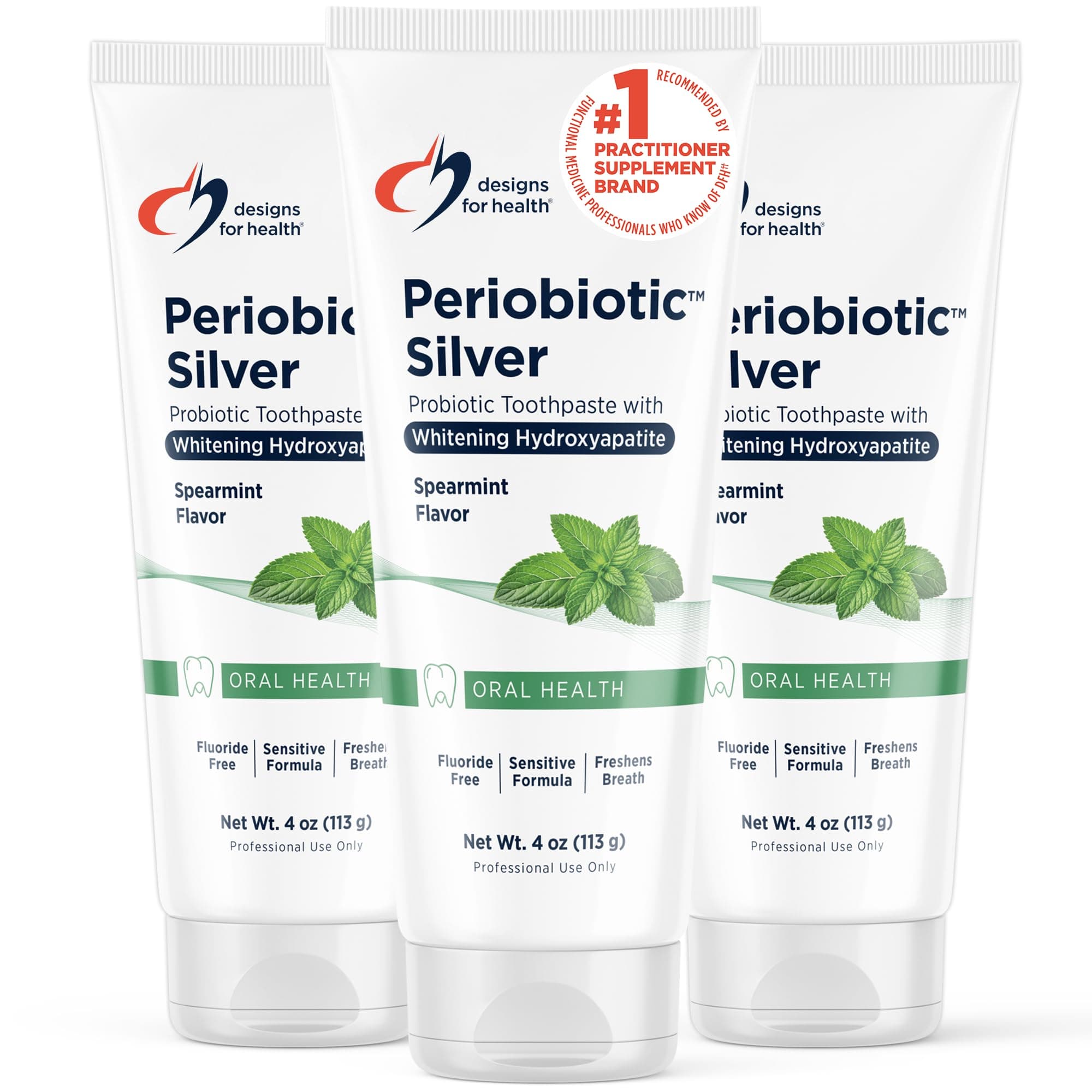 - Designs for Health PerioBiotic Silver Hydroxyapatite Toothpaste - Fluoride Free Toothpaste with Oral Probiotics with Whitening Hydroxyapatite - Supports Gum Health & Remineralization (3 Pack, 4oz)