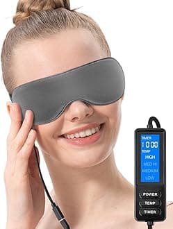 Aroma Season Heated Eye Mask, Warm Eye Compress, 4 Temperature Settings USB Eye Mask Heated with Washable Cover, Gifts for Family and Friends(Grey)