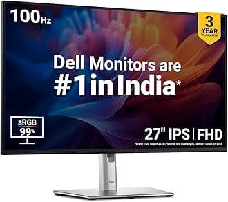 P2725H 27 Inch FHD IPS Monitor, Anti-Glare, 99% SRGB, 100Hz, 5Ms (Fast), Ports: HDMI(1), DP 1.2, VGA, 3X USB 3.2 Gen1 (A), USB 3.2 Gen1 Type-C [15W PD] | Height Tilt Swivel Pivot