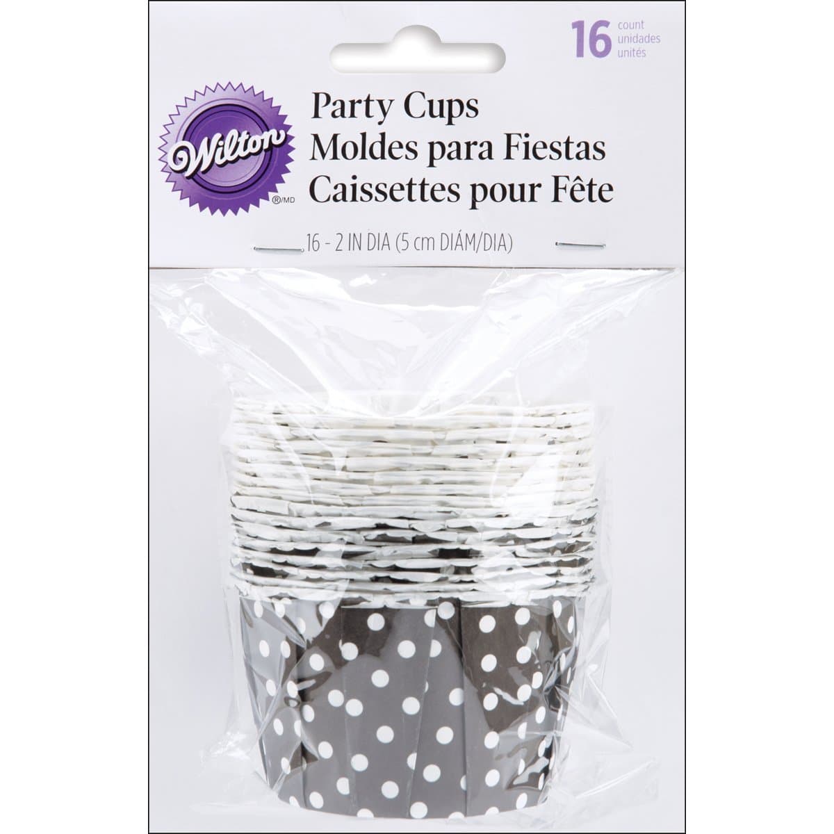Nut & Party Cups 16/Pkg-Black Dots 100mls
