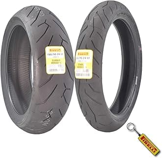 Pirelli Diablo Rosso II 120/70 ZR 17 M/C (58W) TL (K) Front & 190/50 ZR 17 M/C (73W) TL Rear Motorcycle Tires- Sport Performance for Road Use Tire Set with Keychain