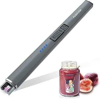 FUKKUDA Electric Candle Lighter with Safety Switch - USB Rechargeable Windproof & Flameless Plasma Arc Lighter for Easter Basket Stuffers (Space Grey)
