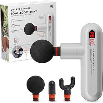 Powerboost Move - Mini Percussion Massage Gun| 4 Attachments, 4 Speeds, FSA Eligible| Full Body Back & Shoulder Massager| Deep Tissue Muscle Recovery| Portable Pain Relief Massage Tool