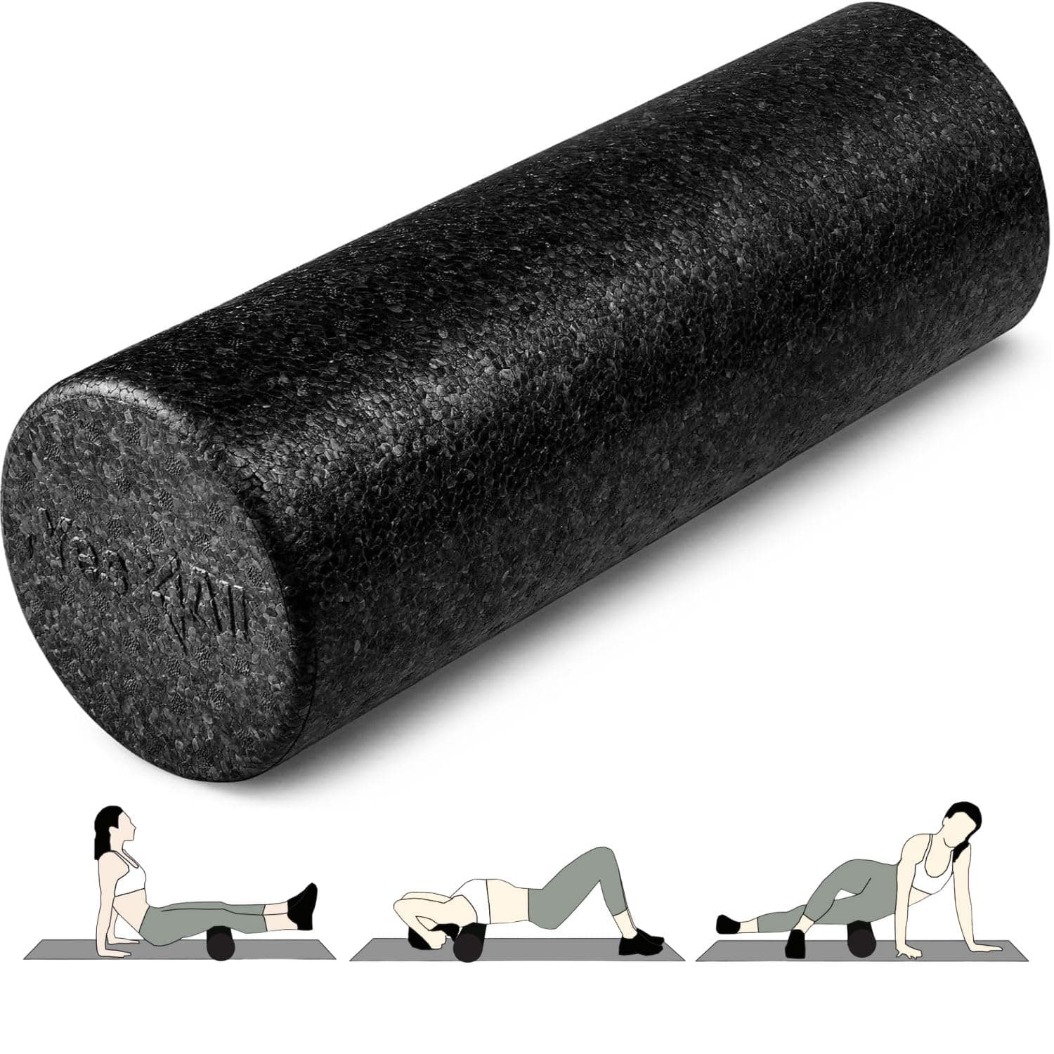 Yes4All High-Density EPP Round Back Roller Foam, Exercise Foam Roller for Yoga, Pilates & Stretching - 12, 18, 24, 36 inch