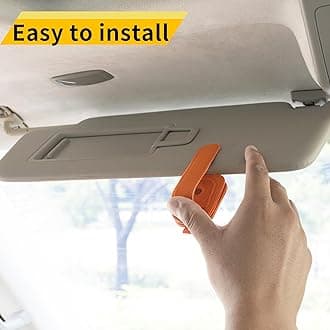 Yuoyar Sunglass Holder for Car, Magnetic Leather Sunglasses Holder and Ticket Card Clip, Car Visor Accessories, 2 Packs (Orange)