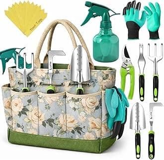 Heavy Duty Garden Tools Floral Set - Rust Proof, Non-Slip, Durable Gardening Supplies - Ergonomic Hand Tools - Ideal Gardening Gifts for Women, Men Mom, Dad