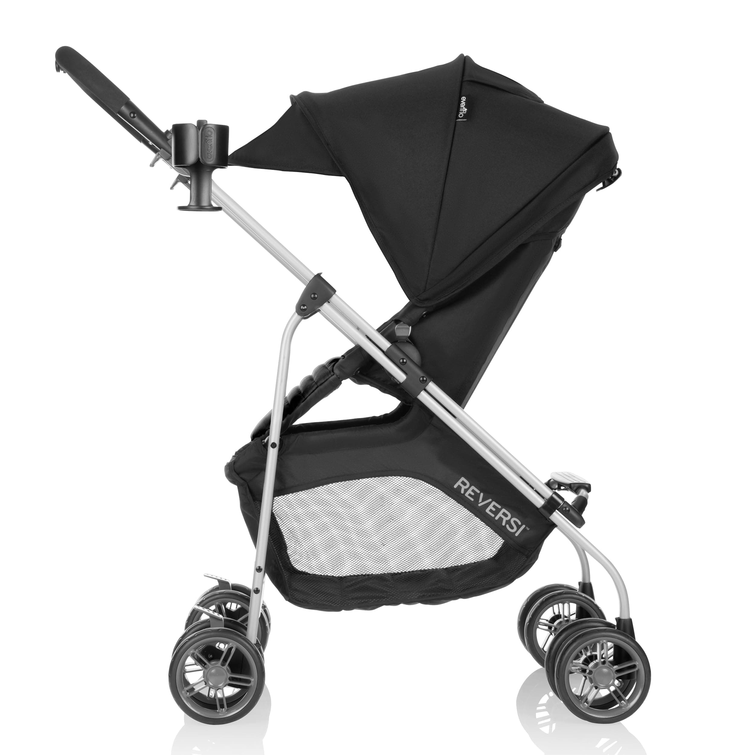 Evenflo Reversi Lightweight Stroller, Reversible Modular Seat, Large Front & Rear Storage Basket, Rear Suspension, Trigger-Fold Design, Accepts SafeMax or LiteMax Car Seats